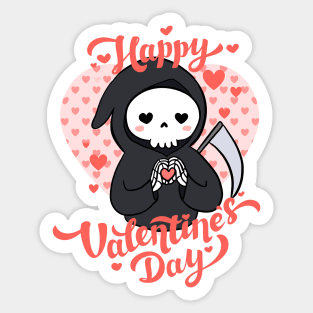 Happy valentines day funny grim reaper illustration Sticker